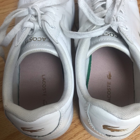 Men’s Lacoste White Leather Sneakers Sz 8 - Picture 10 of 12